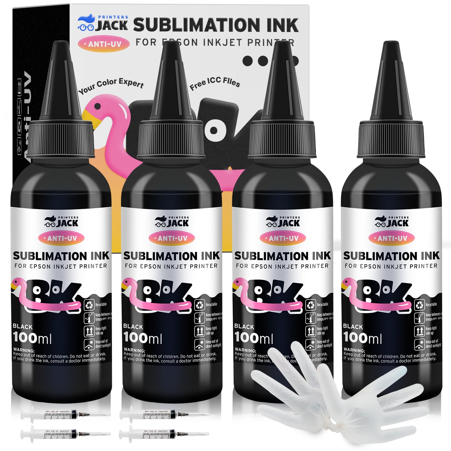 Black Printers Jack Sublimation Ink refill 400ml Anti-UV Ink for Inkjet Printers - printers-jack