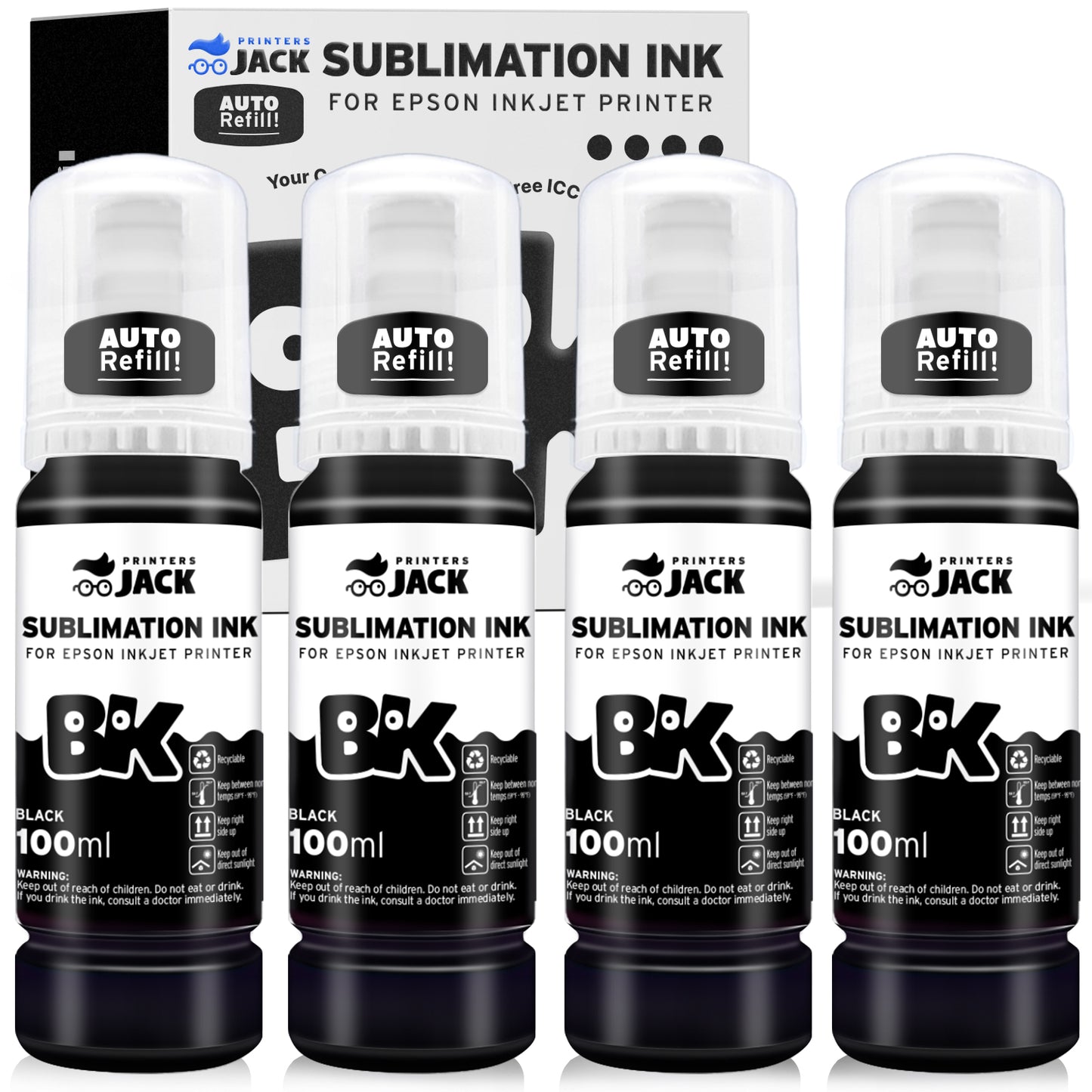 Black Auto-Refill Anti-UV Printers Jack Sublimation Ink Refill for Epson EcoTank Supertank Printers