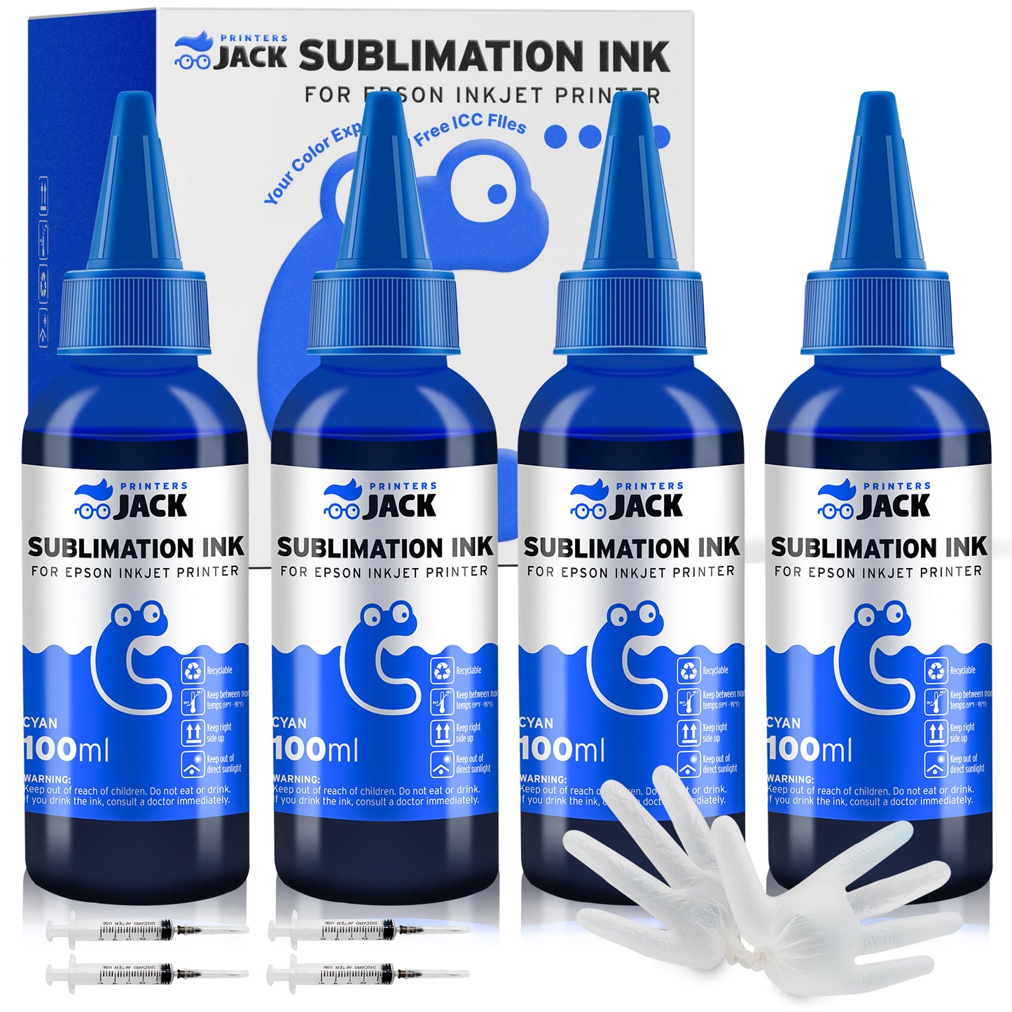 Cyan Printers Jack 4 Pack 400ML Sublimation Ink Replacement Colors