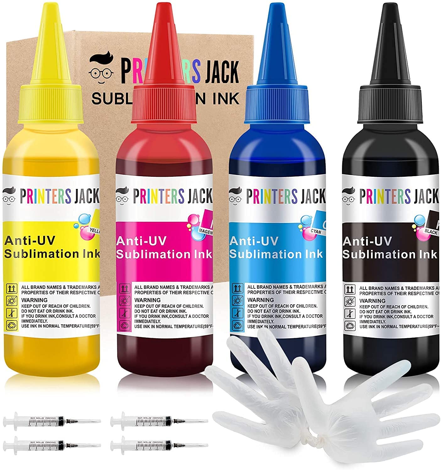 Multi-Color Printers Jack 4 Pack 400ML Sublimation Ink Replacement Colors