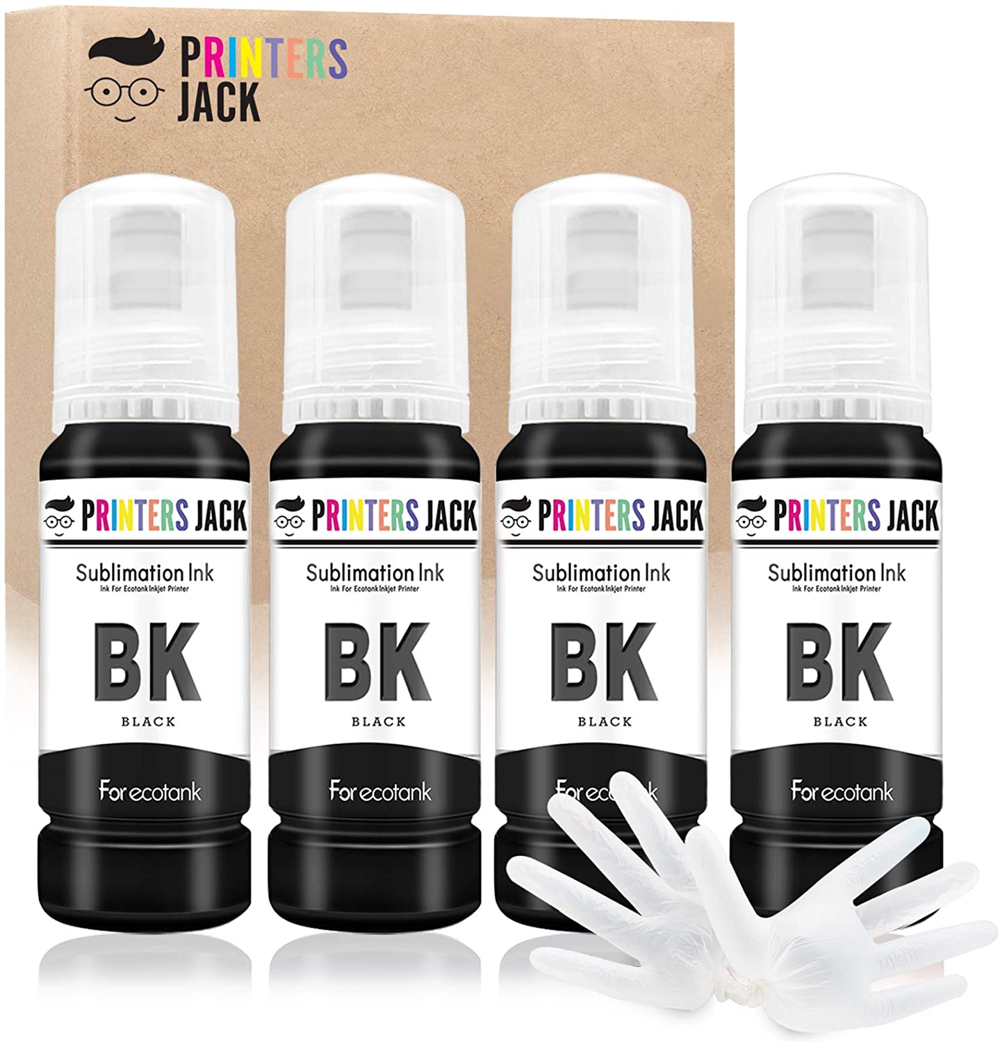 MultiColor 4x100ml Sublimation Refill for Epson EcoTank Supertank Printers  extra Black Ink