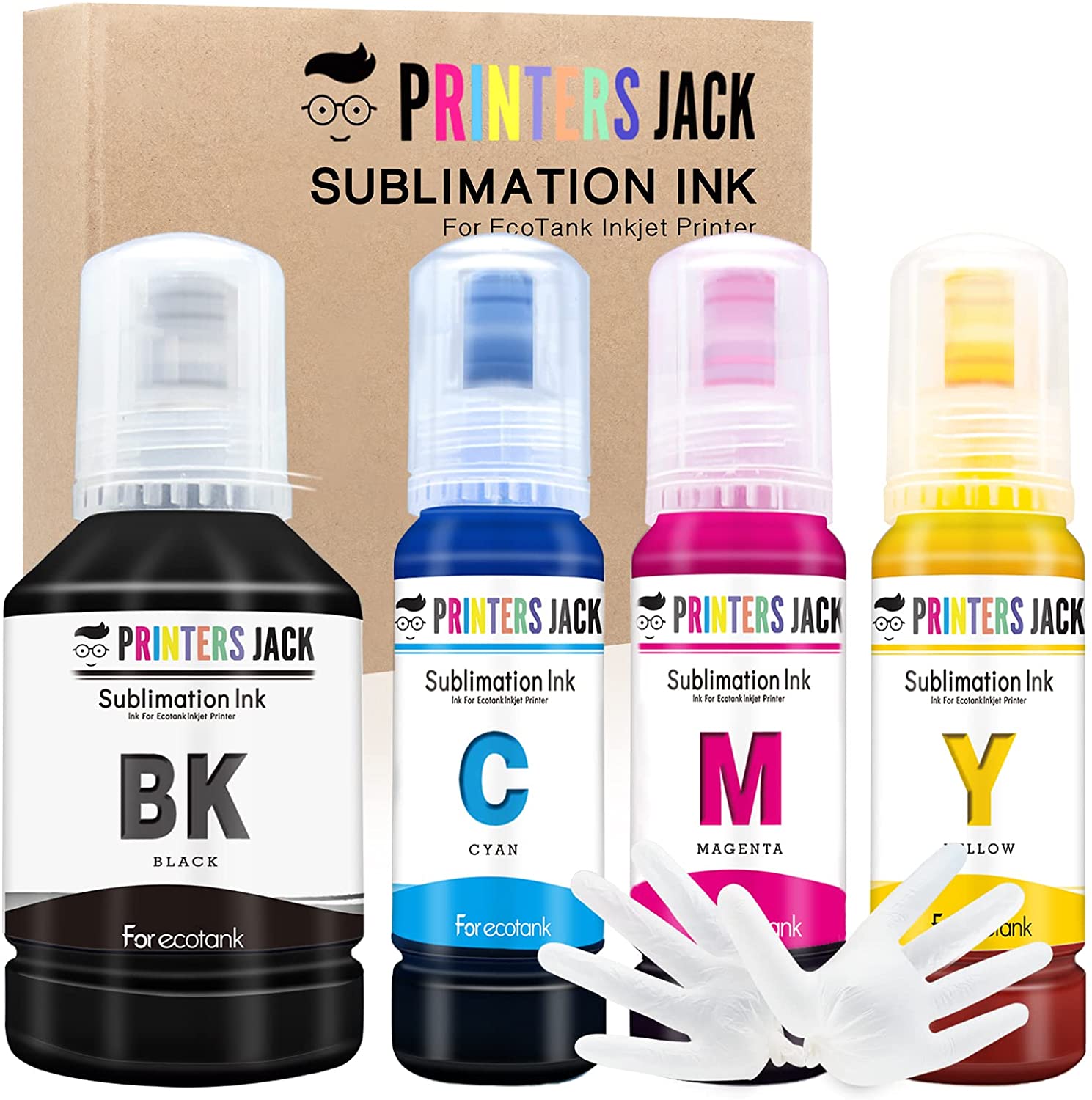 MultiColor 4x100ml Sublimation Refill for Epson EcoTank Supertank Printers  extra Black Ink