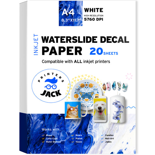 White Inkjet Waterslide Paper A4 (8.3" x 11.7")