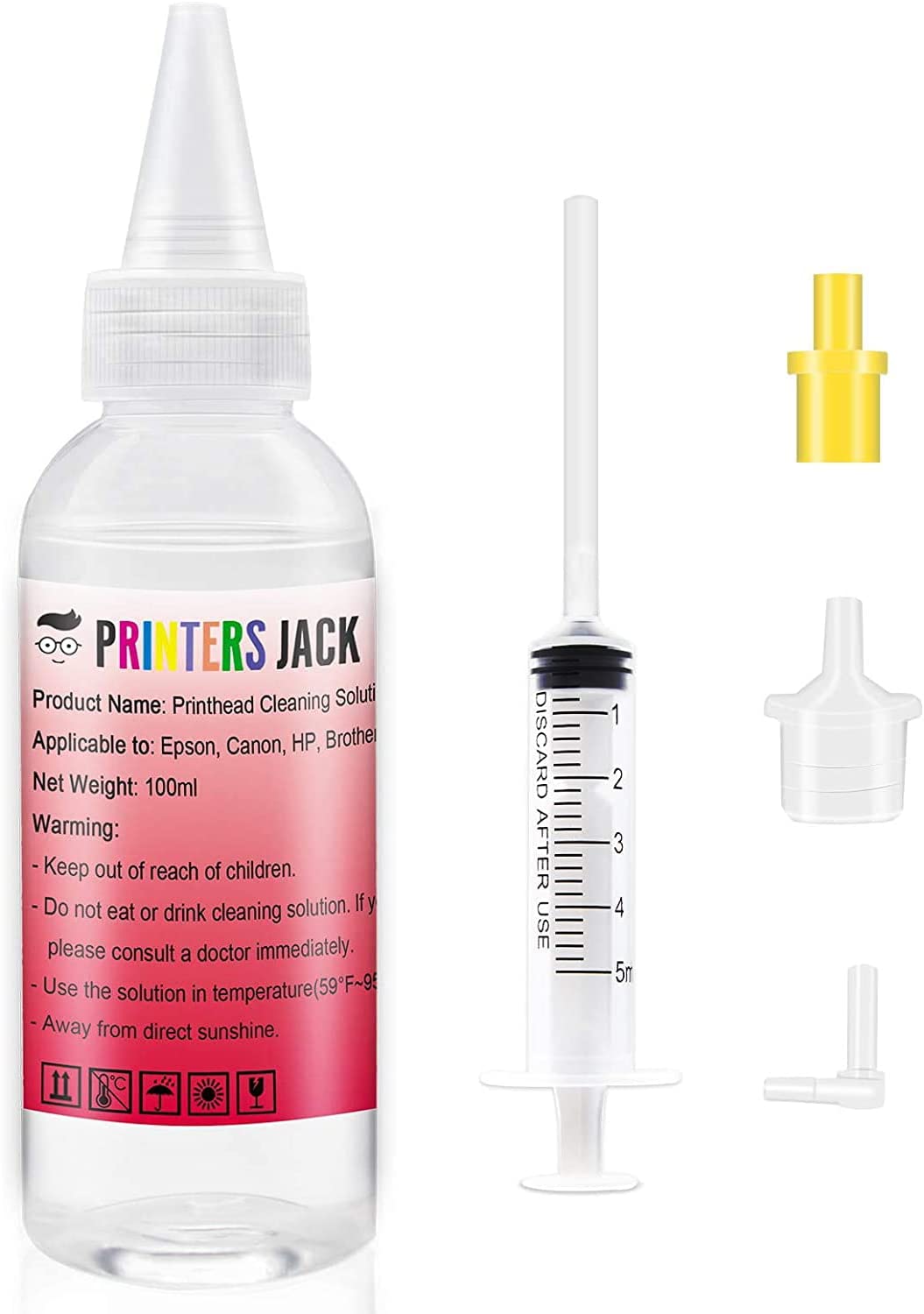 Printers Jack Printhead Cleaning Kit Nozzle Solution for Brother HP Officejet 8610 8600 8620 6600 5520 6500 6700 Canon Pro 10 Pro 100 MX922 Brother MG7120 MG6320 Inkjet Printers