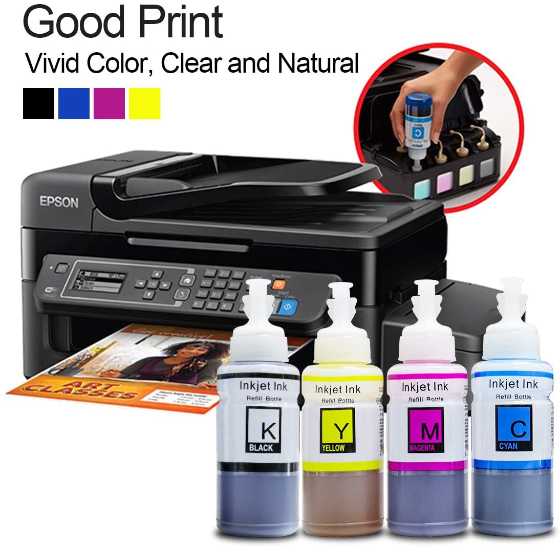 Printers Jack Compatible Epson T664 Refill Ink Bottle kit for Expression ET-2650, ET-2500, ET-2550, ET-2600 & Workforce ET-16500, ET-4500, ET-4550 Printers