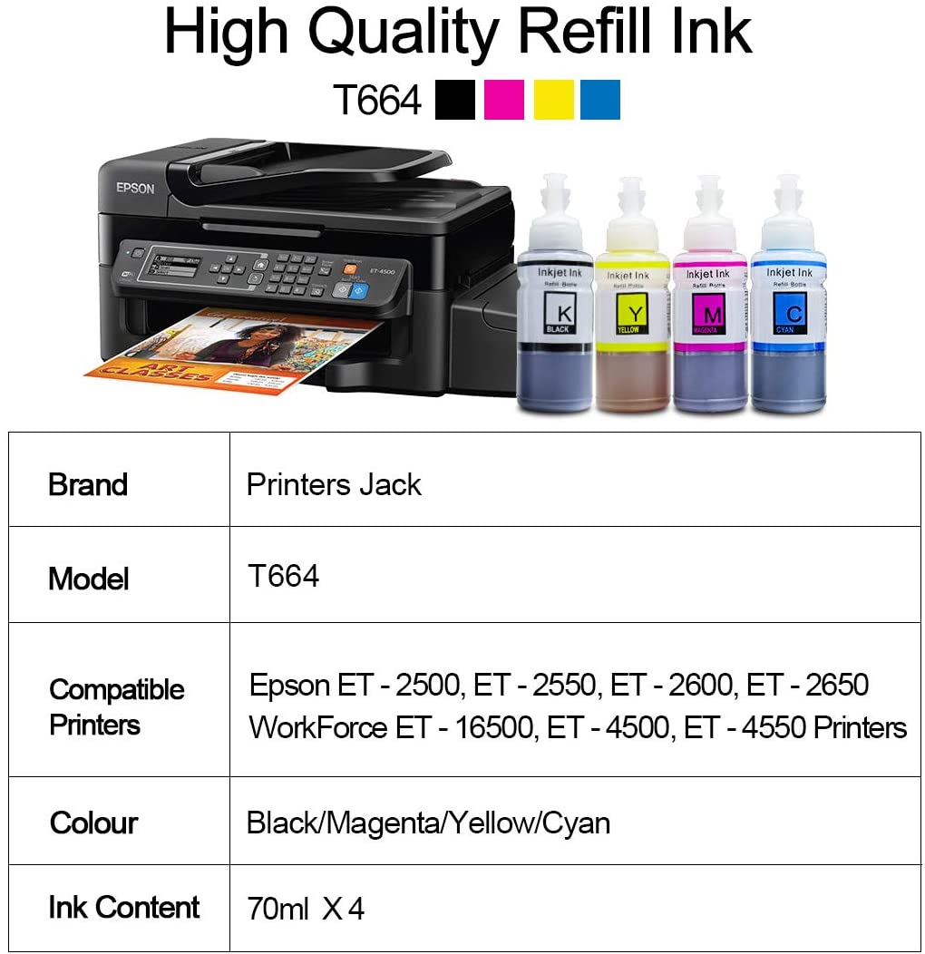 Printers Jack Compatable Epson T522 Refill Ink Bottle Kit for