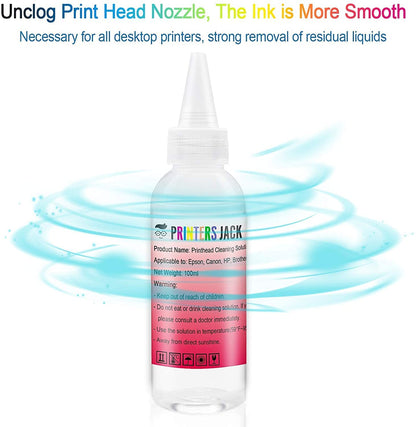 Printers Jack Printhead Cleaning Kit Nozzle Solution for Brother HP Officejet 8610 8600 8620 6600 5520 6500 6700 Canon Pro 10 Pro 100 MX922 Brother MG7120 MG6320 Inkjet Printers - printers-jack