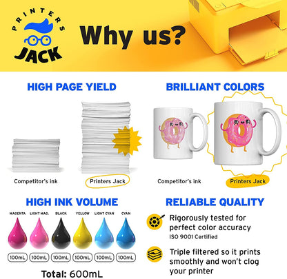 Multi-Color Printers Jack 600ml Sublimation Ink Press Heat Transfer Ink for Artisan 1430 Stylus on Mug Cup T-Shirt Pillow - printers-jack