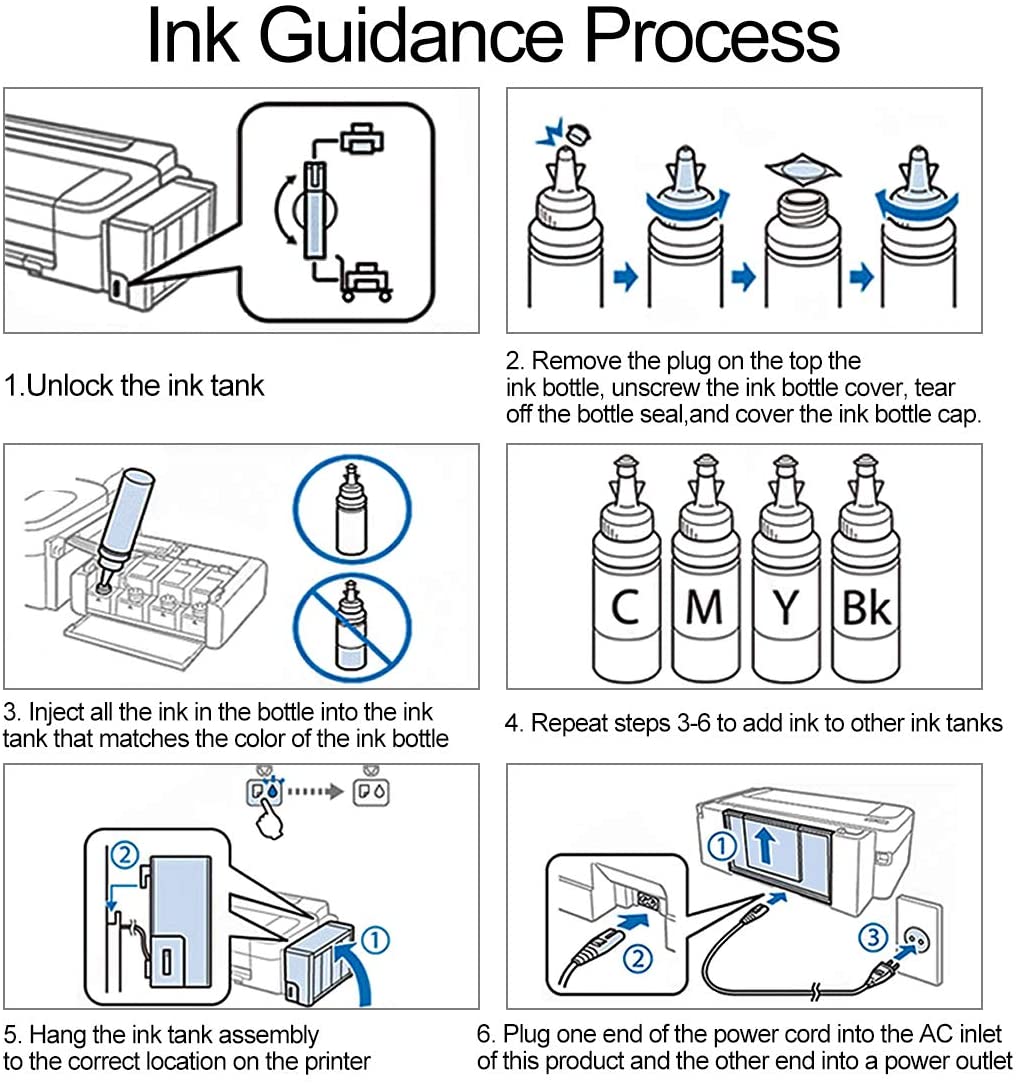 Printers Jack Compatible Epson T664 Refill Ink Bottle kit for Expression ET-2650, ET-2500, ET-2550, ET-2600 & Workforce ET-16500, ET-4500, ET-4550 Printers