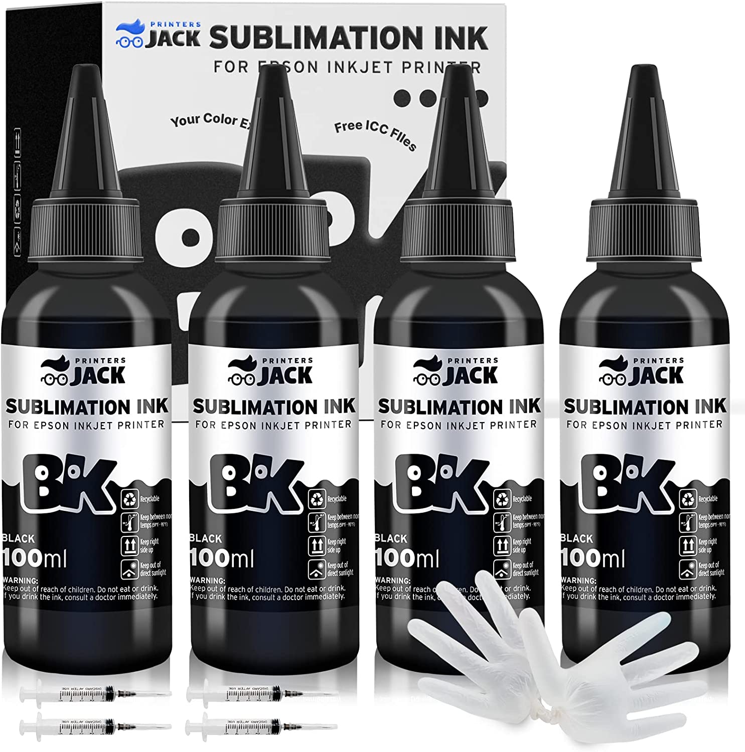 Yellow Printers Jack 4 Pack 400ML Sublimation Ink Replacement Colors